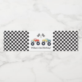 Monster Truck Party Wasserflaschenetikett