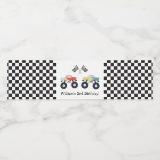 Monster Truck Party Wasserflaschenetikett