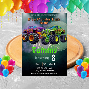 Monster Truck Personalisiert Geburtstagsparty Einladung