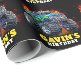 Monster Truck Personalisiert Geburtstagsparty Geschenkpapier