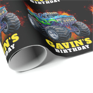 Monster Truck Personalisiert Geburtstagsparty Geschenkpapier