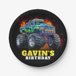 Monster Truck Personalisiert Geburtstagsparty Pappteller