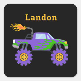 Monster Truck Personalisierter Name Cool Quadratischer Aufkleber