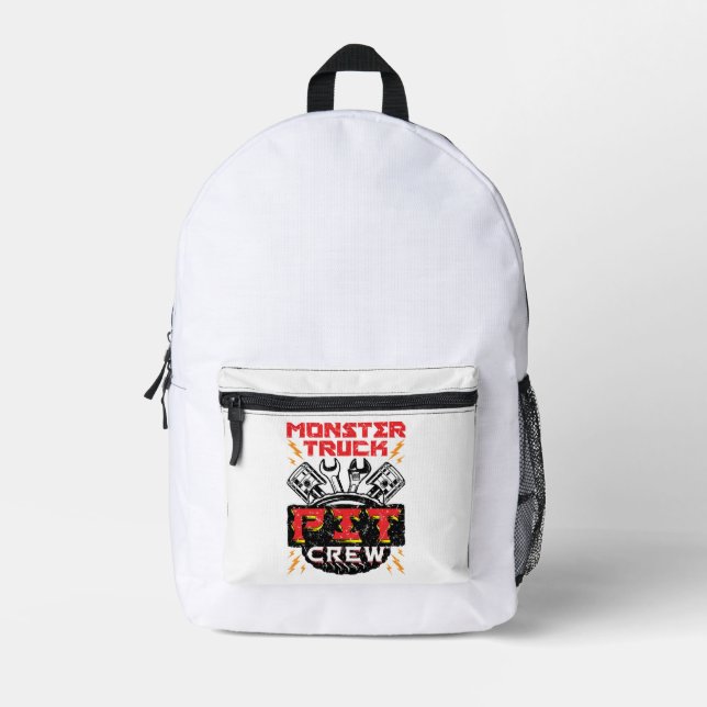 Monster Truck Pit Crew Bedruckter Rucksack (Vorderseite)