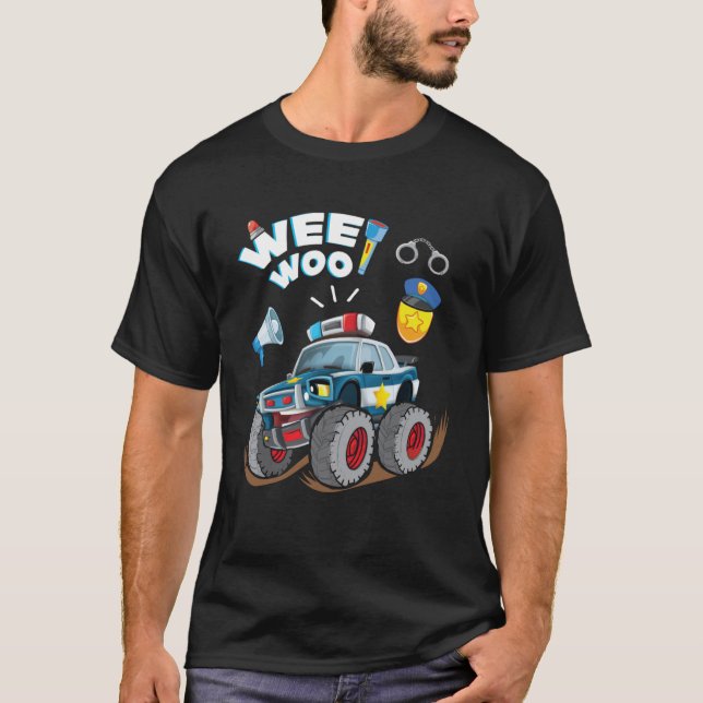 Monster Truck Police Car Boy Wee Woo Polizist Poli T-Shirt (Vorderseite)