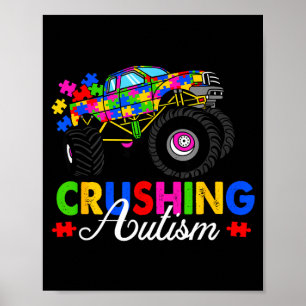 Monster-Truck-Puzzle-Teile zermalmen Autismus Poster