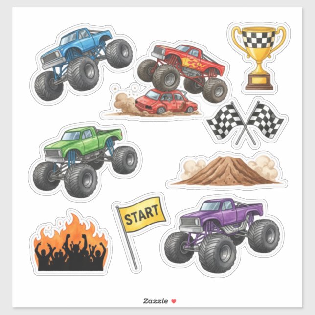 Monster Truck Race Rally Custom Vinyl Sticker (Blatt)