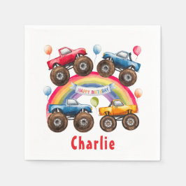 Monster Truck Rainbow Boy Birthday Bash Serviette