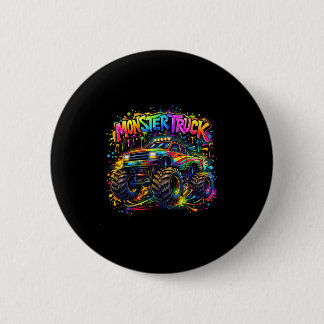 Monster truck retro colorful graffiti toddlers button