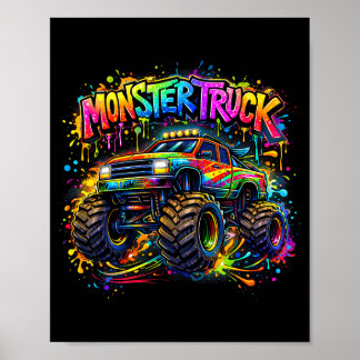 Monster truck retro colorful graffiti toddlers poster