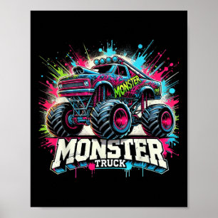 Monster Truck Retro farbenfrohe Graffiti Kleinkind Poster