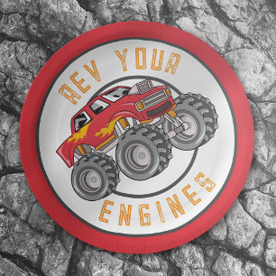 Monster Truck Rev Deine Motoren Geburtstagsparty Pappteller