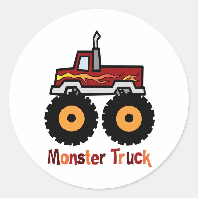 Monster Truck Runder Aufkleber (Vorderseite)