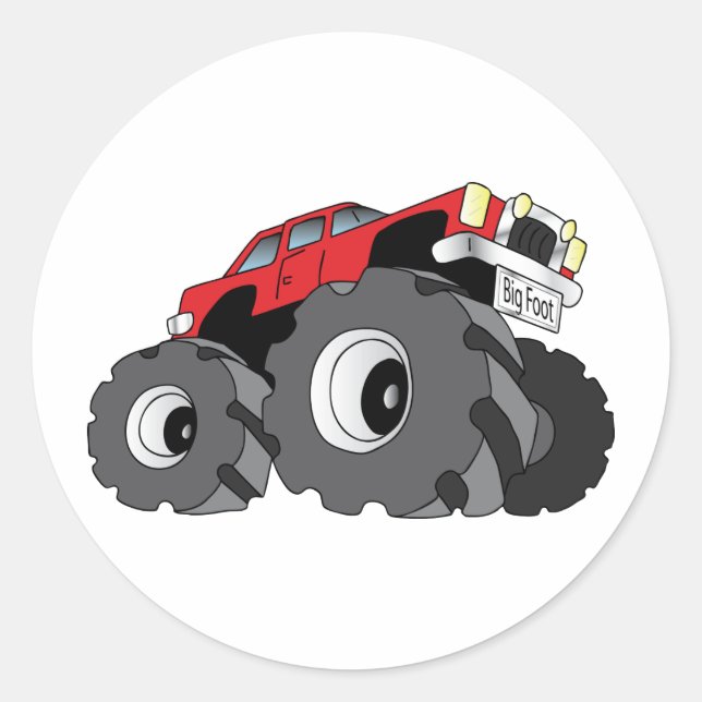 Monster Truck Runder Aufkleber (Vorderseite)