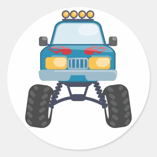 Monster Truck Runder Aufkleber (Vorderseite)