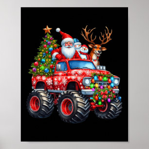 Monster Truck Santa Reindeer Weihnachtsbaum Kinder Poster