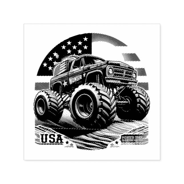 MONSTER TRUCK SELBSTINKENDE BRIEFMARKE PERMASTEMPEL (Design)