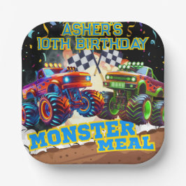 Monster Truck Showdown High-Speed Racing Square Pappteller