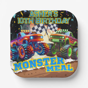 Monster Truck Showdown High-Speed Racing Square Pappteller