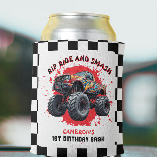 Monster Truck Smash Checkered Flag 1. Geburtstag Dosenkühler