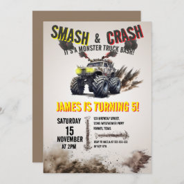 Monster Truck SMASH & CRASH Bash Birthday Party Einladung