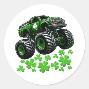 Monster Truck St. Patricks Day Irischer Glückspilz Runder Aufkleber