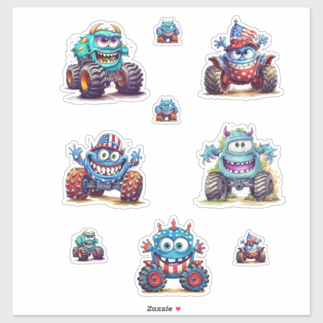Monster Truck Stickers for Fun Play! Aufkleber (Blatt)