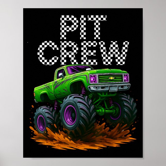 Monster Truck T Crew Family Matching Birthday Part Poster (Vorne)