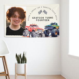 Monster-Truck-Themen-Foto-Geburtstagsfeier Banner