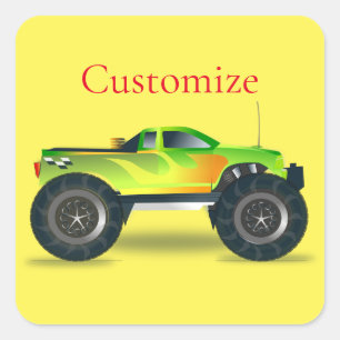 Monster Truck Thunder_Cove Quadratischer Aufkleber
