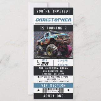 Monster Truck Ticket Boys Geburtstagsparty Einladung