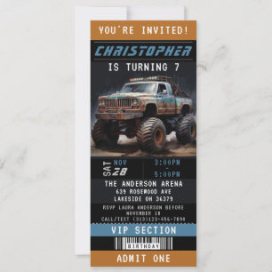 Monster Truck Ticket Geburtstagsparty Einladung