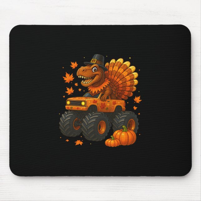 Monster Truck Trex Dinosaur Truthahn Fall Thanksgi Mousepad (Vorne)