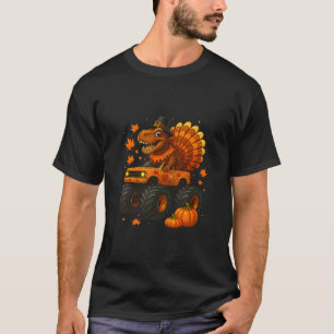 Monster Truck Trex Dinosaur Truthahn Fall Thanksgi T-Shirt