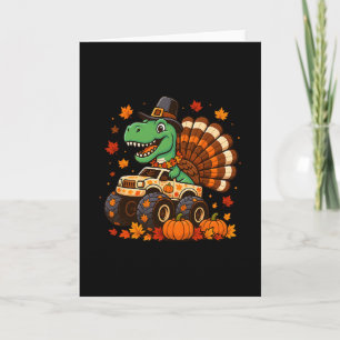 Monster Truck Trex Dinosaur Truthahn Herbst Thanks Karte