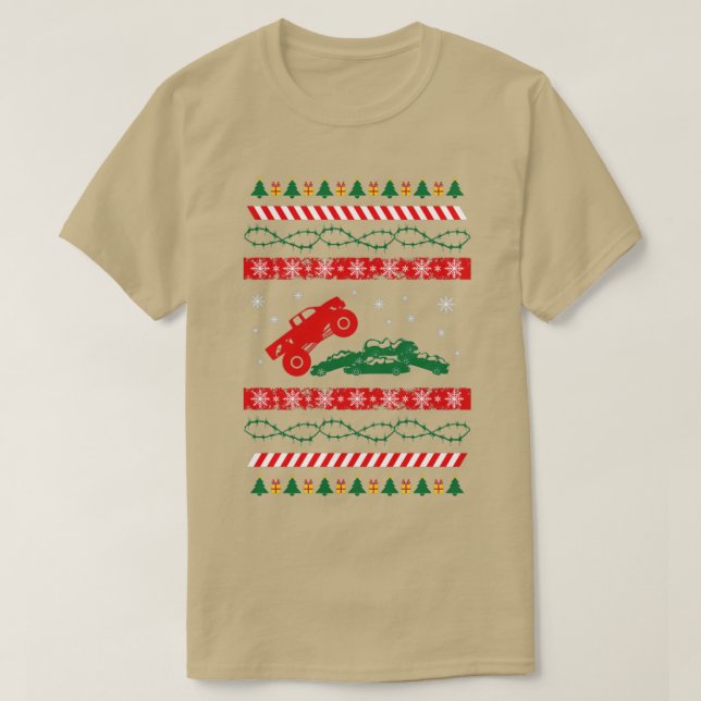 Monster Truck Ugly Christmas Sweater Stunt 2 T-Shirt (Design vorne)