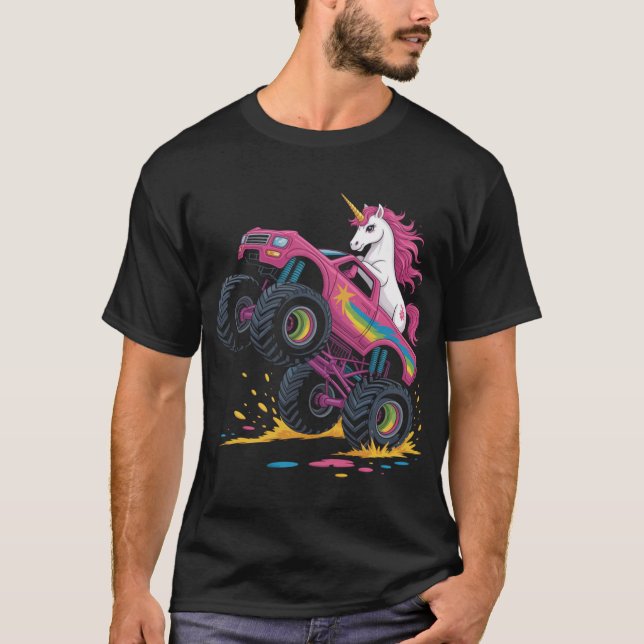 Monster Truck Unicorn Birthday Party T-Shirt (Vorderseite)