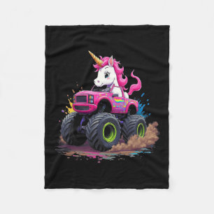 Monster Truck Unicorn Geburtstagsparty Monster Tru Fleecedecke