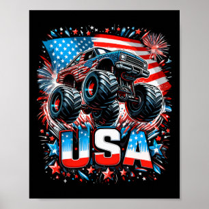 Monster Truck USA Amerikanische Flagge 4. Juli  Poster
