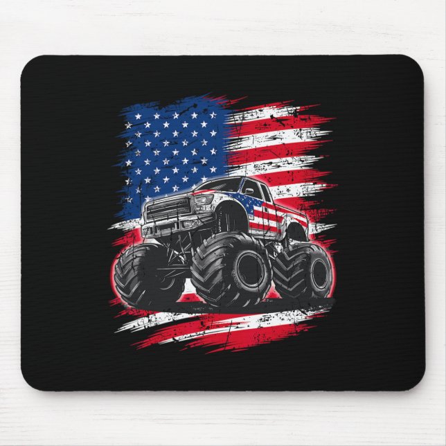 Monster Truck Usa Flag American For Women Girls Ki Mousepad (Vorne)