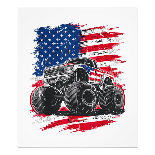 Monster Truck USA Flag Amerikaner Fotodruck (Vorne)