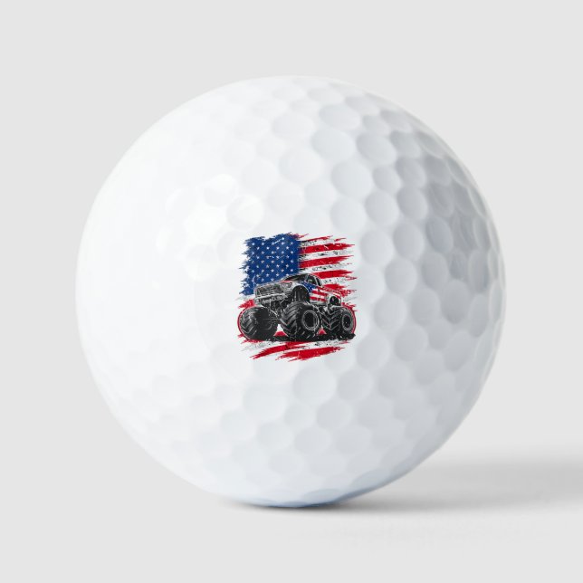Monster Truck USA Flag Amerikaner Golfball (Vorderseite)