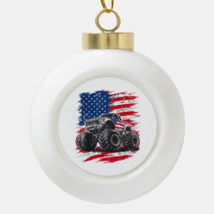Monster Truck USA Flag Amerikaner Keramik Kugel-Ornament