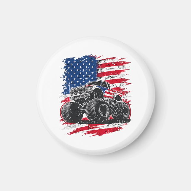 Monster Truck USA Flag Amerikaner Magnet (Vorne)