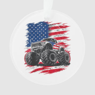 Monster Truck USA Flag Amerikaner Ornament