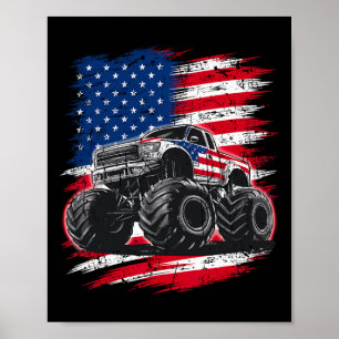 Monster Truck USA-Flagge Amerikanisch Für Frauen M Poster
