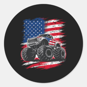 Monster Truck USA-Flagge Amerikanisch Für Frauen M Runder Aufkleber