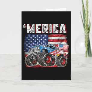Monster Truck USA-Flagge Merica Männer Jungen 4. J Karte
