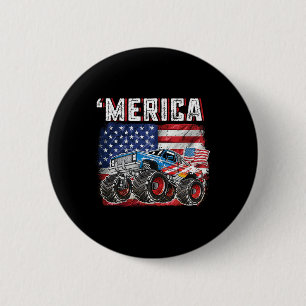 Monster Truck USA Flagge Merica Männer Jungs 4. Ju Button