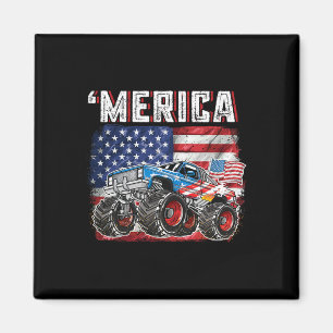 Monster Truck USA Flagge Merica Männer Jungs 4. Ju Magnet